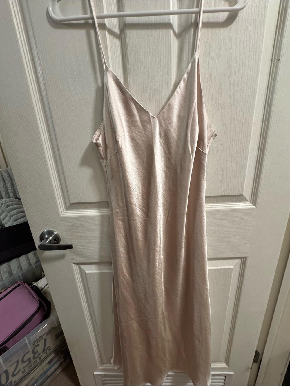 Dress Forum Pale Blush Pink Satin Maxi Slip Dress
